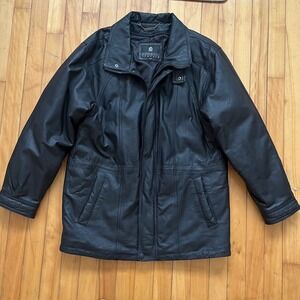 Vtg Pelle Cuir Genuine Leather Jacket Mens Medium Black Full Zip Canada Design